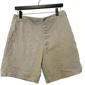 Eddie  Bauer High Rise Women’s Heavy Duty Khaki Shorts Button Up Fly Flat Front